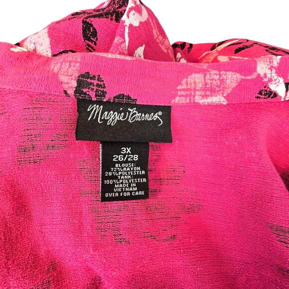 Womens Floral Print Open Front Blazer Pink Floral Attached Black Tank 3X JJ4051 - Picture 11 of 11